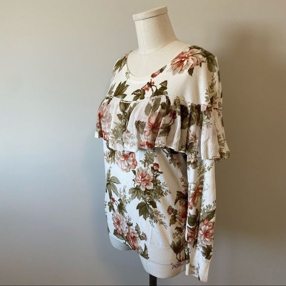 Anthropologie Harlyn Ritchie Floral Ruffle Sweater - Picture 8 of 16